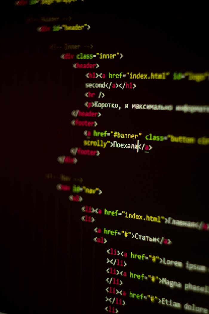 gallery-5 A vertical shot of HTML code displayed on a computer screen with focus on CSS elements.